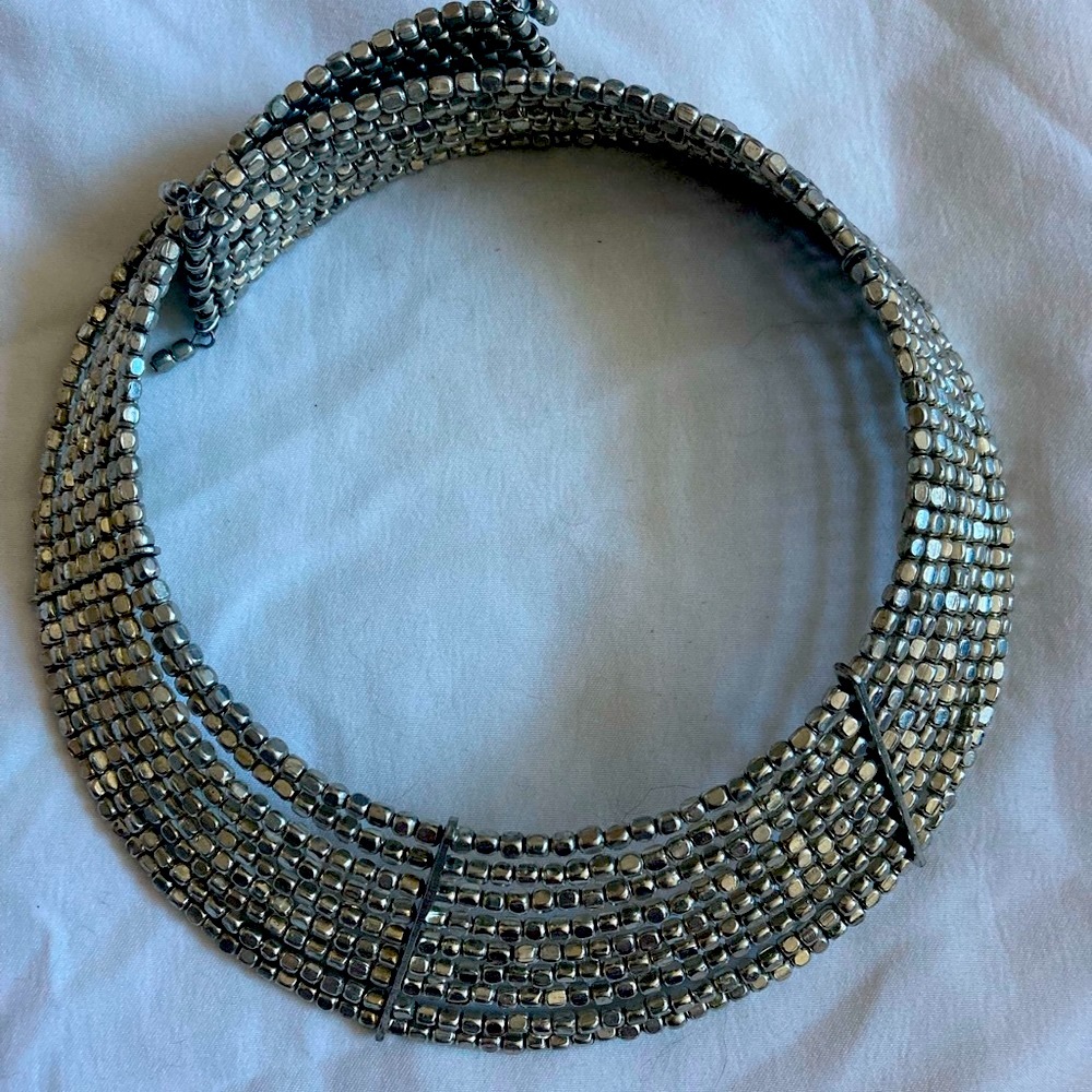 Silver tone choker necklace